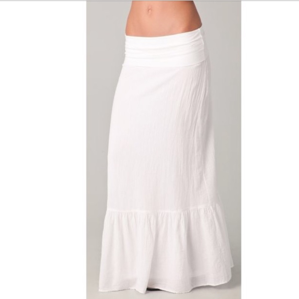 White Fold Over  Maxi Skirt